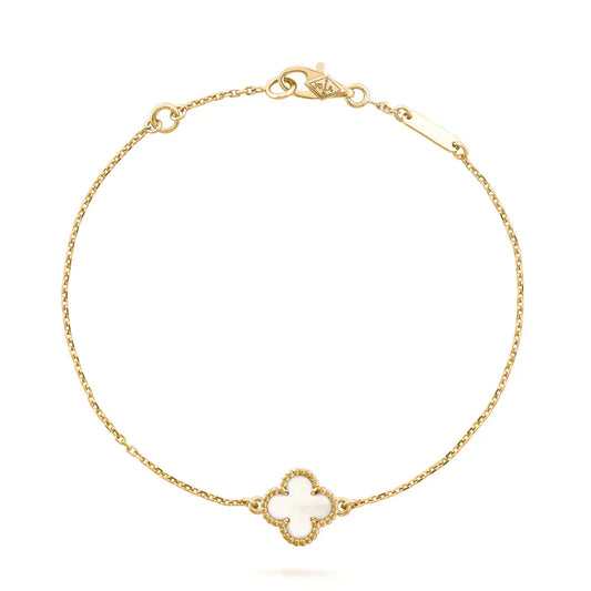 [✨ROSE✨]CLOVER WHITE MOP SINGLE FLOWER BRACELET
