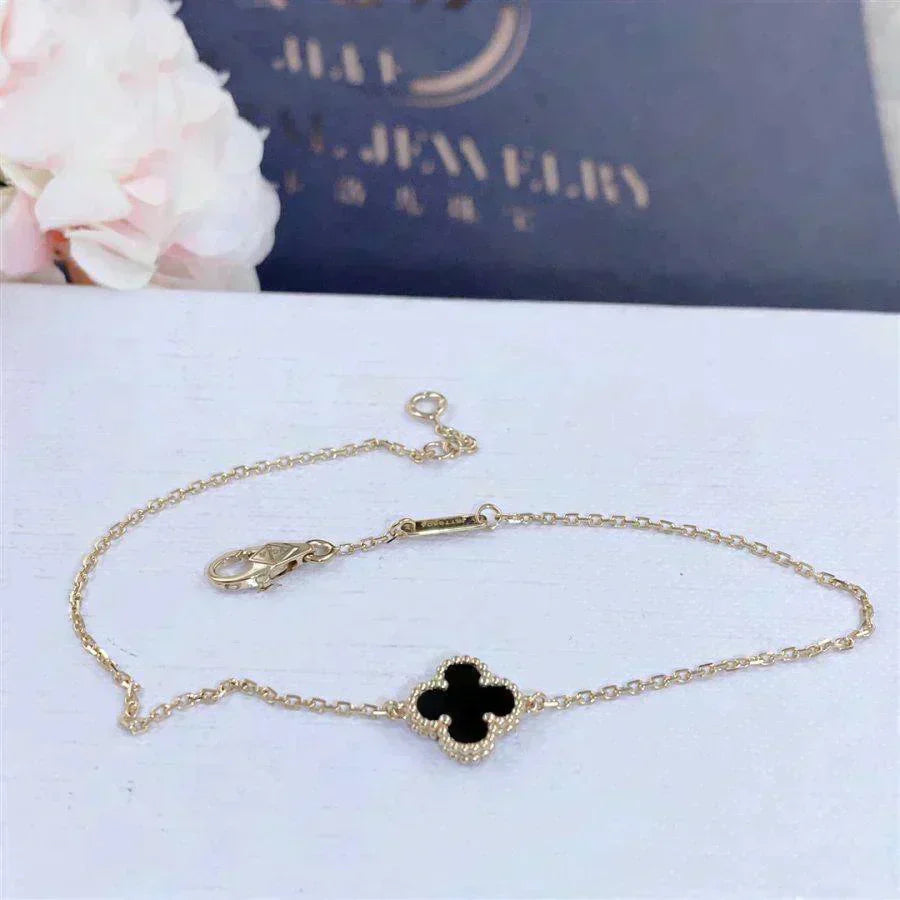 [✨ROSE✨]CLOVER ONYX SINGLE FLOWER BRACELET