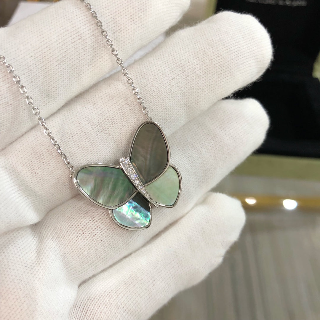 [✨ROSE✨]LARGE BUTTERFLY SILVER PENDANT DIAMOND NECKLACE