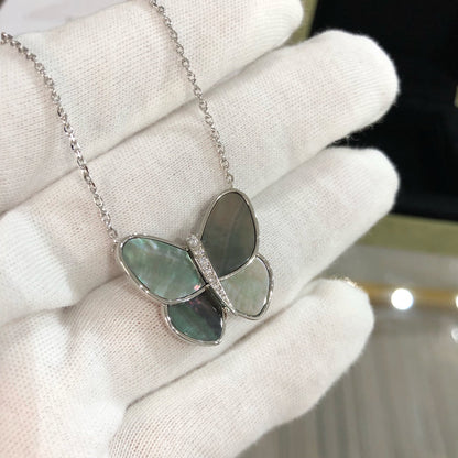 [✨ROSE✨]LARGE BUTTERFLY SILVER PENDANT DIAMOND NECKLACE