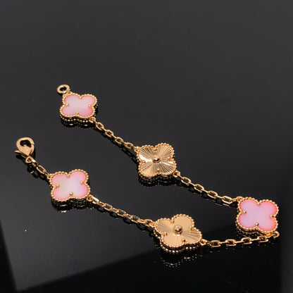[✨ROSE✨]CLOVER BRACELET 5 MOTIF PINK AND PINK GOLD