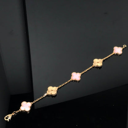[✨ROSE✨]CLOVER BRACELET 5 MOTIF PINK AND PINK GOLD
