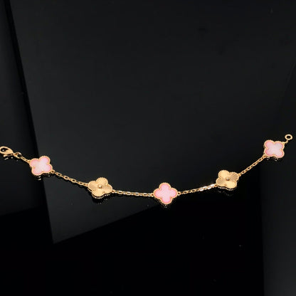 [✨ROSE✨]CLOVER BRACELET 5 MOTIF PINK AND PINK GOLD