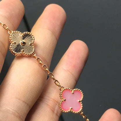 [✨ROSE✨]CLOVER BRACELET 5 MOTIF PINK AND PINK GOLD