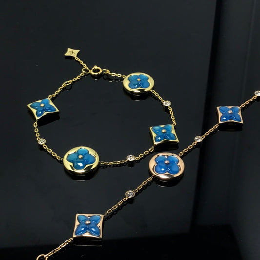 [✨ROSE✨]STAR AND SUN 4 MOTIF BLUE BRACELET