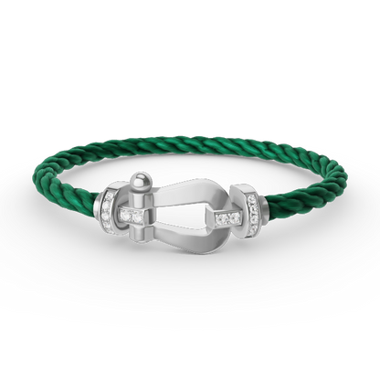 [✨ROSE✨]FORCE LARGE HORSESHOE HALF DIAMOND BRACELET SILVER