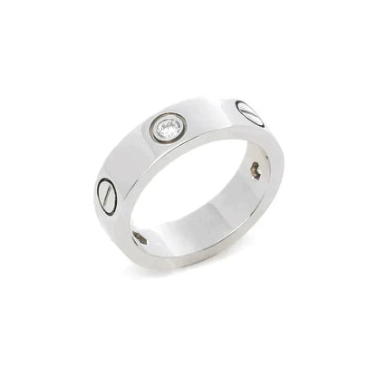 [✨ROSE✨]LOVE RING 5.5MM 3 DIAMONDS SILVER